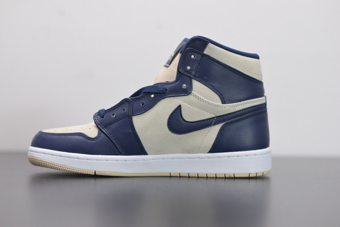 air jordan 1 retro premium midnight navy light cream aq9131-401