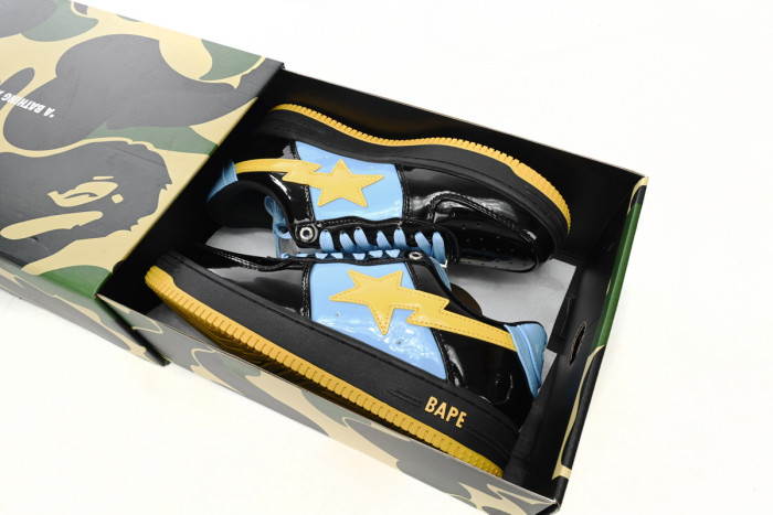 bape sta to low black, blue, and yellow
