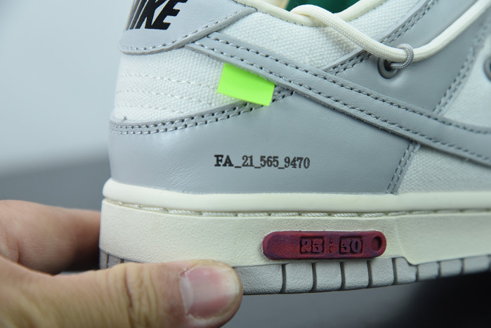 nike dunk low off-white lot 25 dm1602-121
