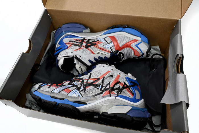 balcia runner white and blue printing Ba*len*cia*ga