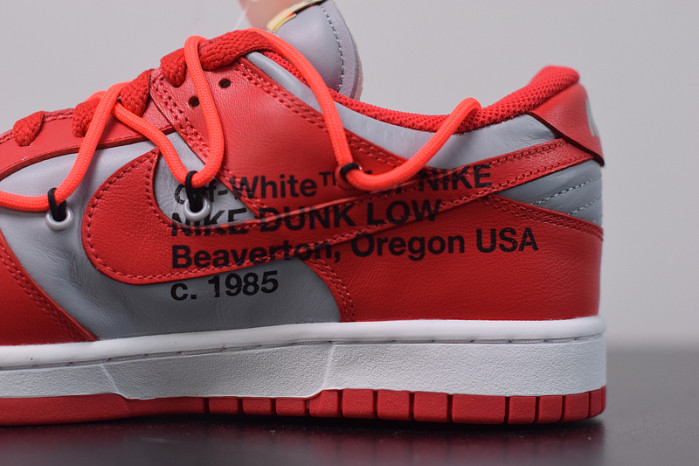 nike dunk low off white university red ct0856-600