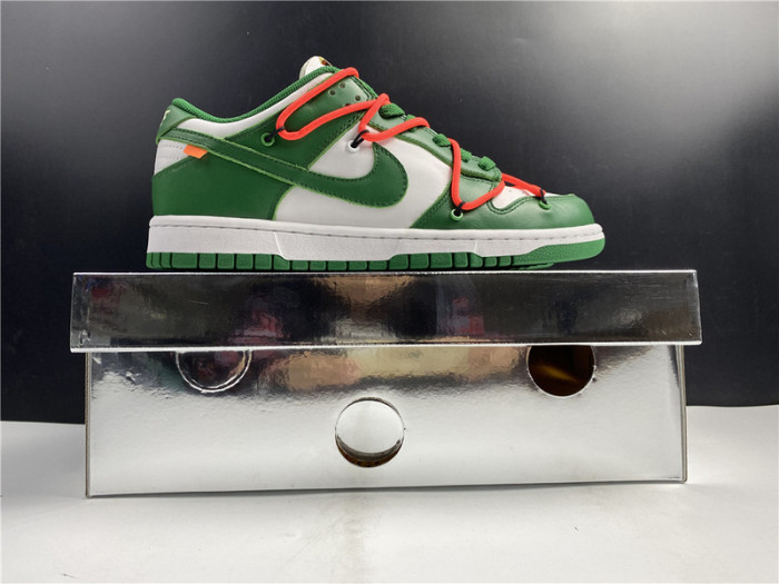 nike dunk low off-white pine green ct0856-100