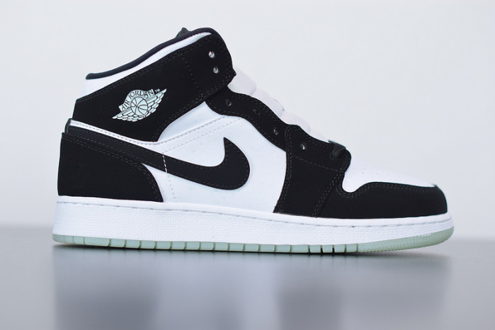 air jordan 1 mid white black teal tint (gs) bq6931-103