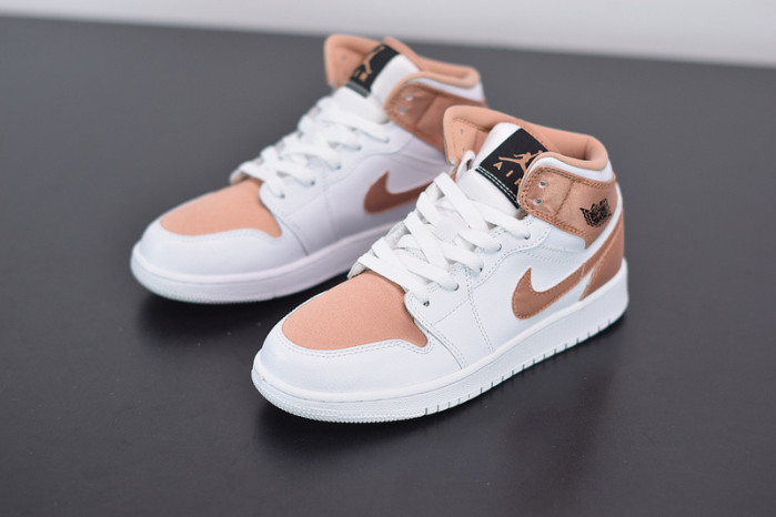 air jordan 1 mid white rose gold 555112-190