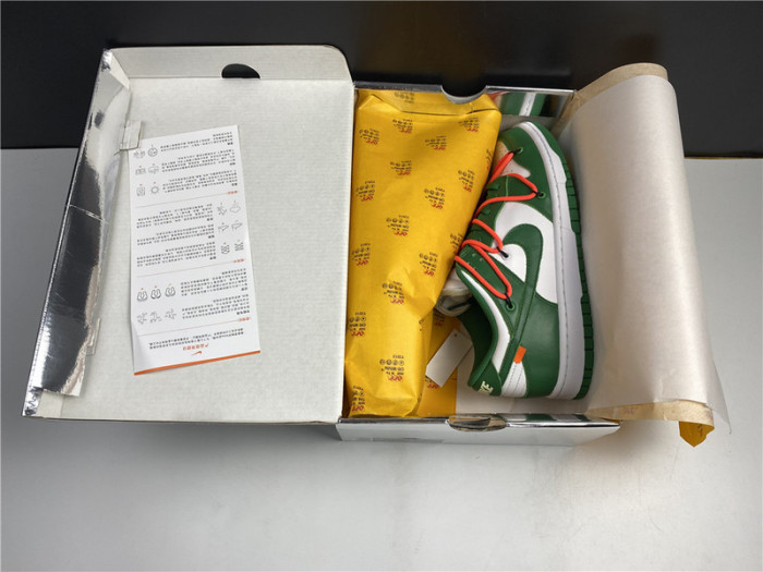 nike dunk low off-white pine green ct0856-100