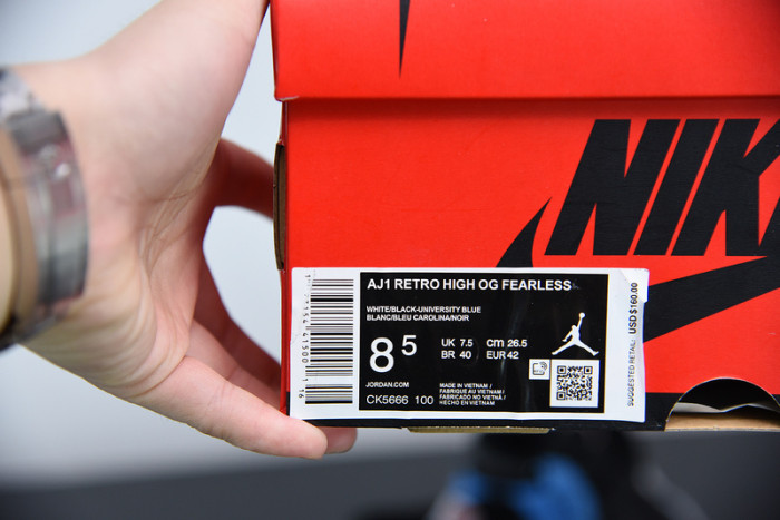 air jordan 1 retro high fearless unc chicago ck5666-100