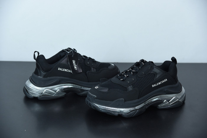 balcia triple s sneaker clear sole black ivory