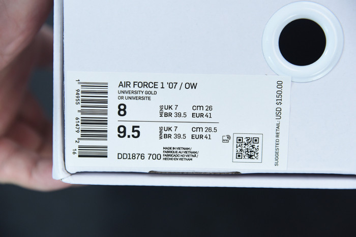 off-white x nike air force 1 low “university gold” dd1876-700