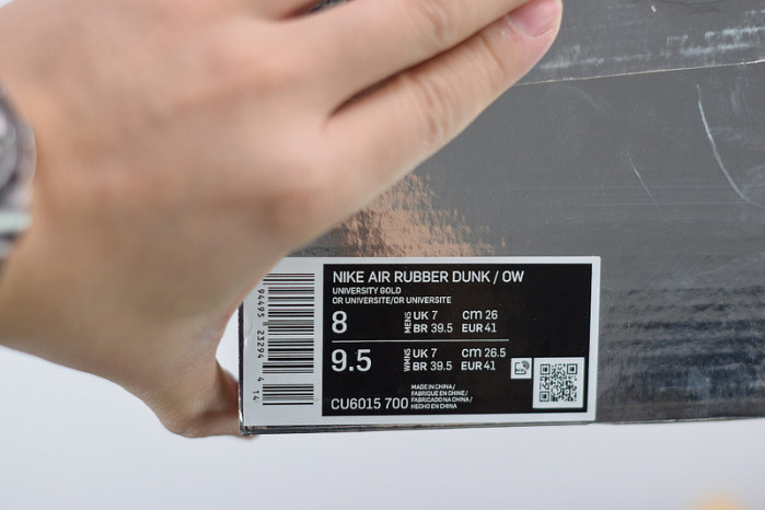 off-white x nike air rubber dunk “university gold” cu6015-700