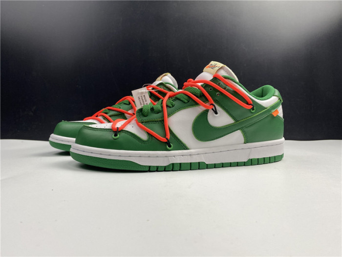 nike dunk low off-white pine green ct0856-100