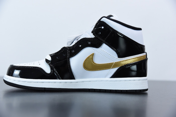 air jordan 1 mid patent black white gold 852542-007