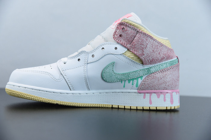 air jordan 1 mid gs paint drip dd1666-100