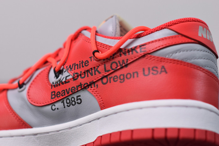 nike dunk low off white university red ct0856-600