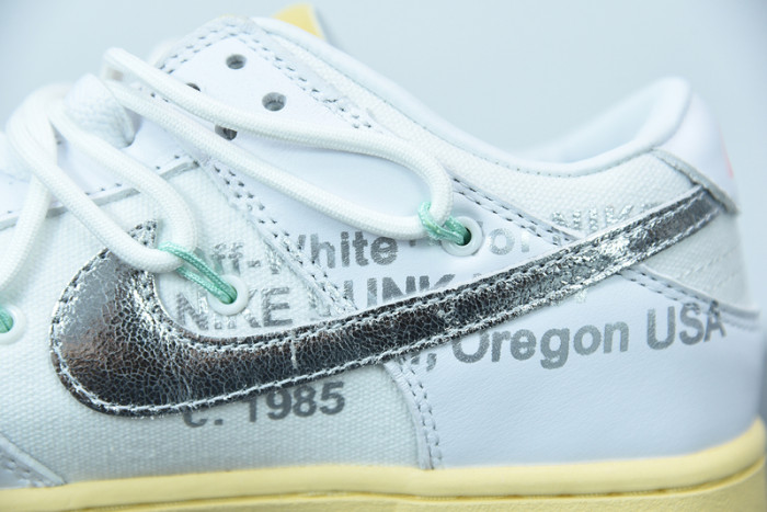 off white nike dunk low 01 of 50 ow white metallic silver dm1602-127
