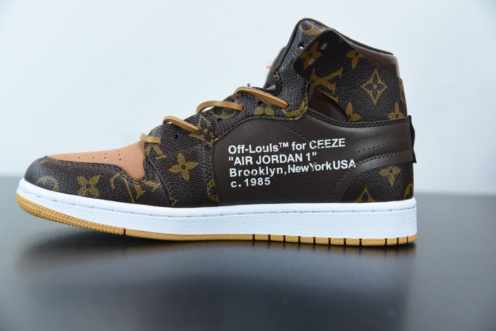 air jordan 1 x off L**is aj1 ow brown orange aq0818-158
