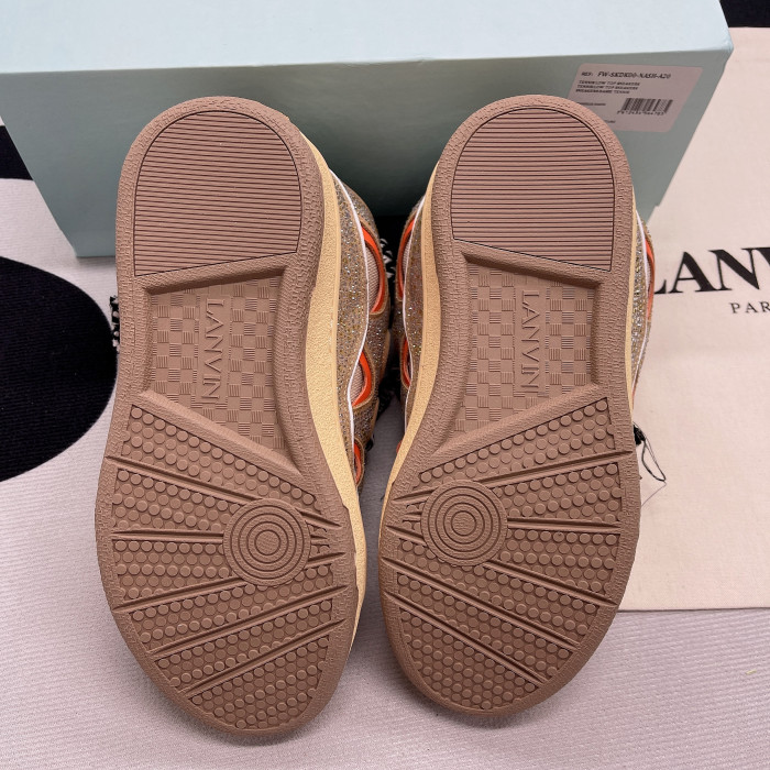 lanvin leather curb brown orange