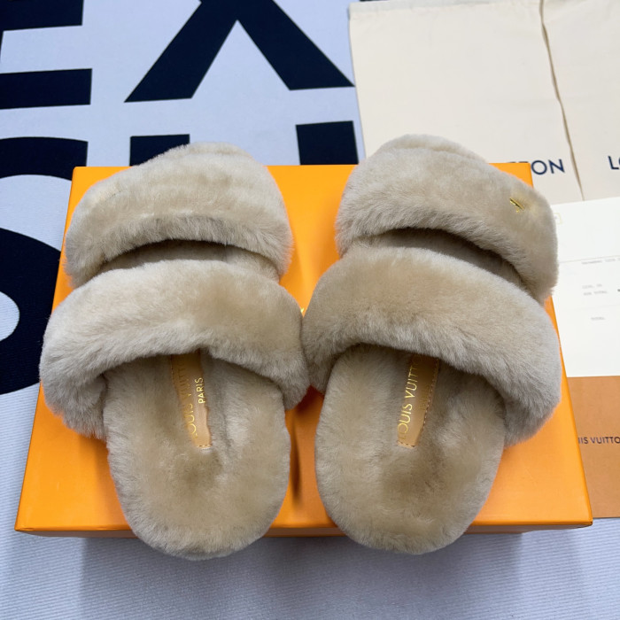 lv slide lady women slippers brown